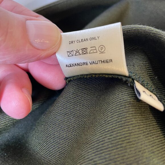 Alexandre Vauthier Pants Trousers Olive Green Wool Stretch Designer Size EU 44 - Picture 15 of 15